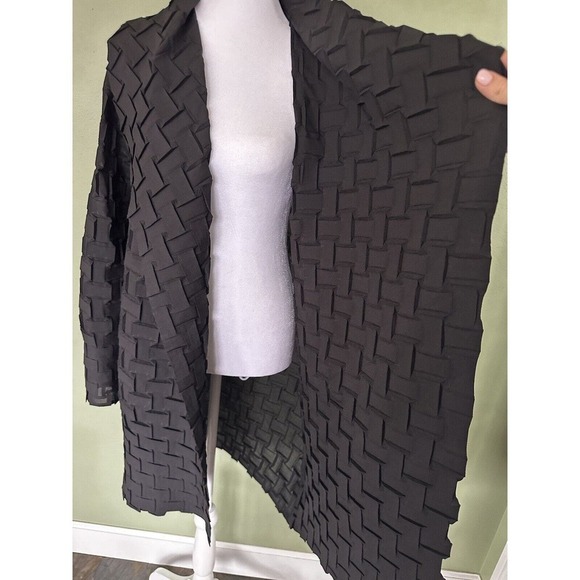 Limited Ronen Chen Organza Cardigan Shawl Woven Long Size M Black Artsy … - Picture 2 of 6